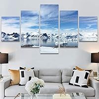 SIGNWIN 5 Panel Canvas Wall Art Modern Art Aerial Contemporary Cool Dramatic Multicolor Nature Photography Snow for Home Decorations Ready to Hang - 60