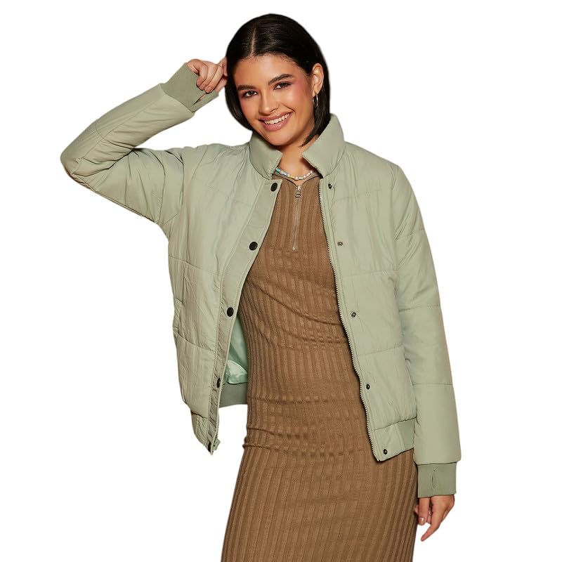 Image of PINACOLADA Women's Fleece-Lined Biker Jacket for Casual Wear | Spread Collar | Long Sleeve | Zipper Closure | Jacket Crafted with Comfort Fit for Everyday Wear
