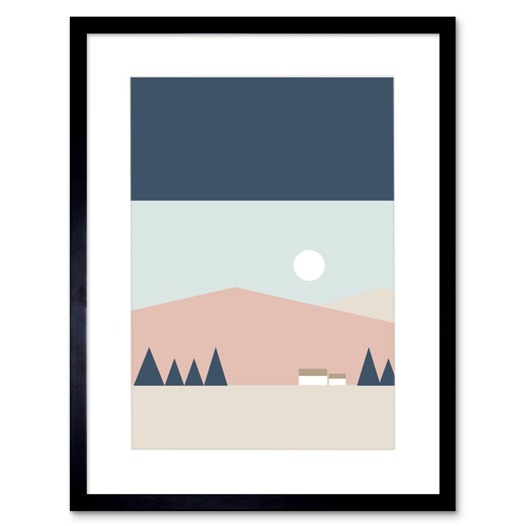 Wee Blue Coo Framed Art Print Geometric Scotland W12" x H16"