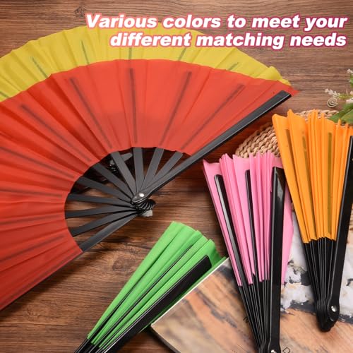Grands éventails pliants de qualité supérieure noirs et vert fluo pour danse lot de 4