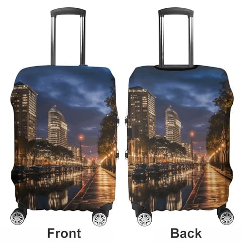 Luggage Cover Elastic Washable Suitcase Cover Dust-Proof Portland at Night Travel Luggage Cover Fashion Suitcase Protector Thickened Baggage Cover Fit 18-32 Inch Luggage S, white3