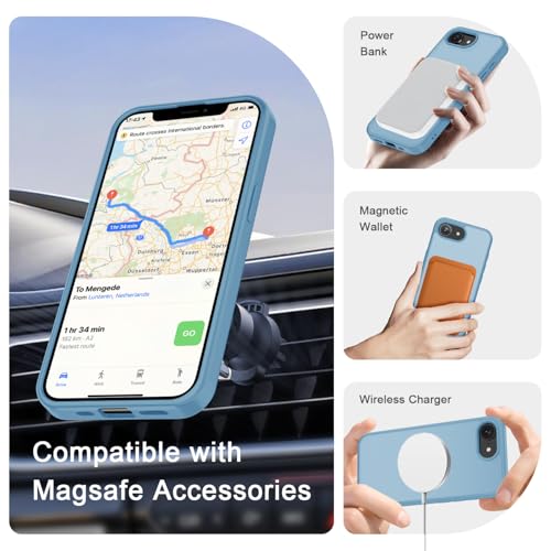 Image of for iPhone 17e Case, iPhone 16e Case, Matte Magnetic Phone Cover [with 1 Screen Protector] [Support for MagSafe] [Shockproof Military Grade Protection] Translucent Frosted Back, Lavender Purple