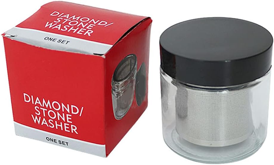 Diamond Washing Cup Cleaning Glass Jar Bottle with Metal Sieve Cleaner Alloy