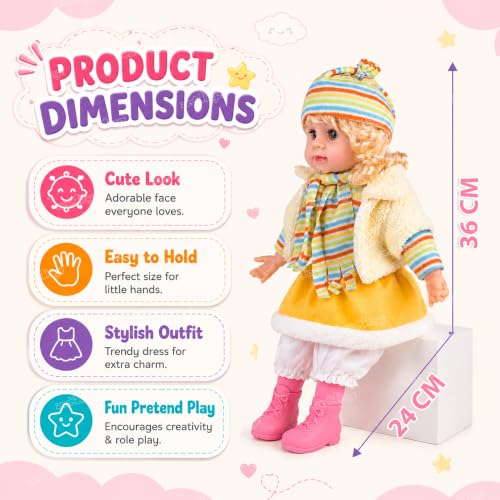 Image of Zest 4 Toyz Musical Doll Singing Rhyming Soft Stuffed Push Touch Sensors Doll Toy for Baby Girl - Yellow