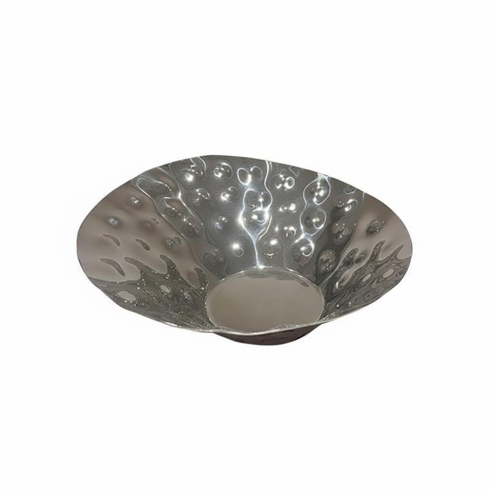 Cuenco Industrial Cuenco de Acero Inoxidable Tazón Metálico para Servicio Recipiente para Fruta con Borde Inclinado y Superficie Texturizada Adecuado, Pequeño, Martillado Inclinado