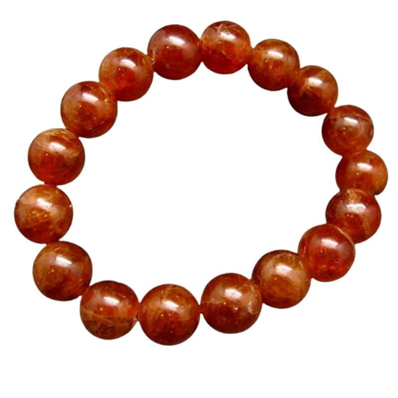 RRJEWELZ Natural Spessartine Garnet 12mm Round Shape Smooth Cut Beads Stretchable Bracelet for Men & Women.|STBR_RR_08388