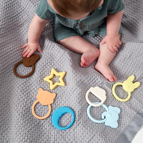 Image of C.R. Gibson 100% Food Grade Silicone Fox Baby Teether for Infants, 2.75 inch x 4.25 inch, Multicolor