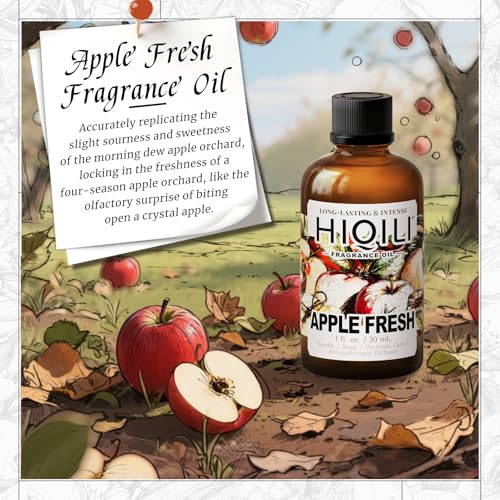 Image of HIQILI Apple Fresh Fragrance Oil for Candle & Soap Making - 1 Fl Oz | for Home or Car Diffuser Use, Bath Bombs & Perfume Making, Long-Lasting Fruity Scent - 30 ML