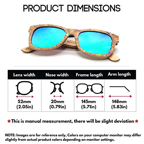 Real Natural Corkwood Frame Polarized Sunglasses Eco Friendly With Color Mirror Lens Bamboo Case included WDES02-P1GNRV(gnrv)4