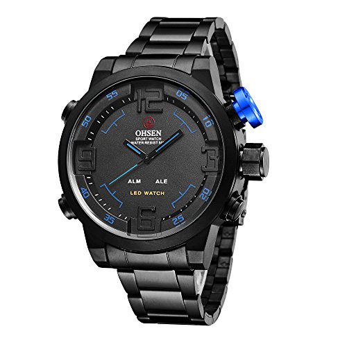 Preisvergleich Produktbild ShoppeWatch Herren Uhr Analog Quarz mit Metall Armband AD1608BKBL