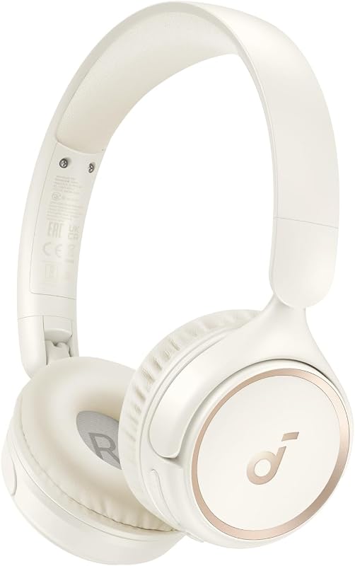 Soundcore H30i Wireless On-Ear Headphones, Foldable Design, Pure Bass, 70H Playtime, Bluetooth 5.3, Lightweight and Comfortable, App Connectivity, Multipoint Connection (White) (Renewed)