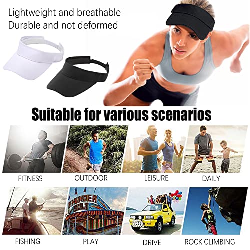 10 Pack Men Women Sun Visor Adjustable Uv Protection Blank Sun Visor Hats Caps For Beach Pool Golf Tennis Sports(10Pack-Black) #TOP6