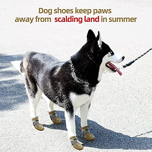 Image of PETANGEL HCpet Dog Boots for Hardwood Floor | Breathable Dustproof Dog Shoes | Dog Booties with Reflective Anti-Slip Sole | Outdoor Paw Protectors with Rubber Soles for Hiking and Running (Size: 6)