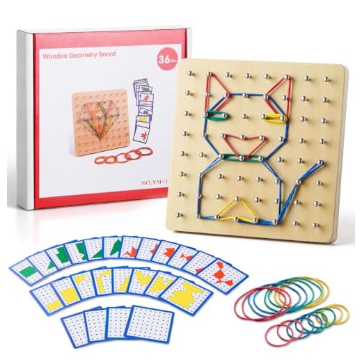 Homealexa Holz Geoboard Set Geometriebrett Montessori Holz Spielzeug für Kinder, Inspirieren die Phantasie und Kreativität des Kinders
