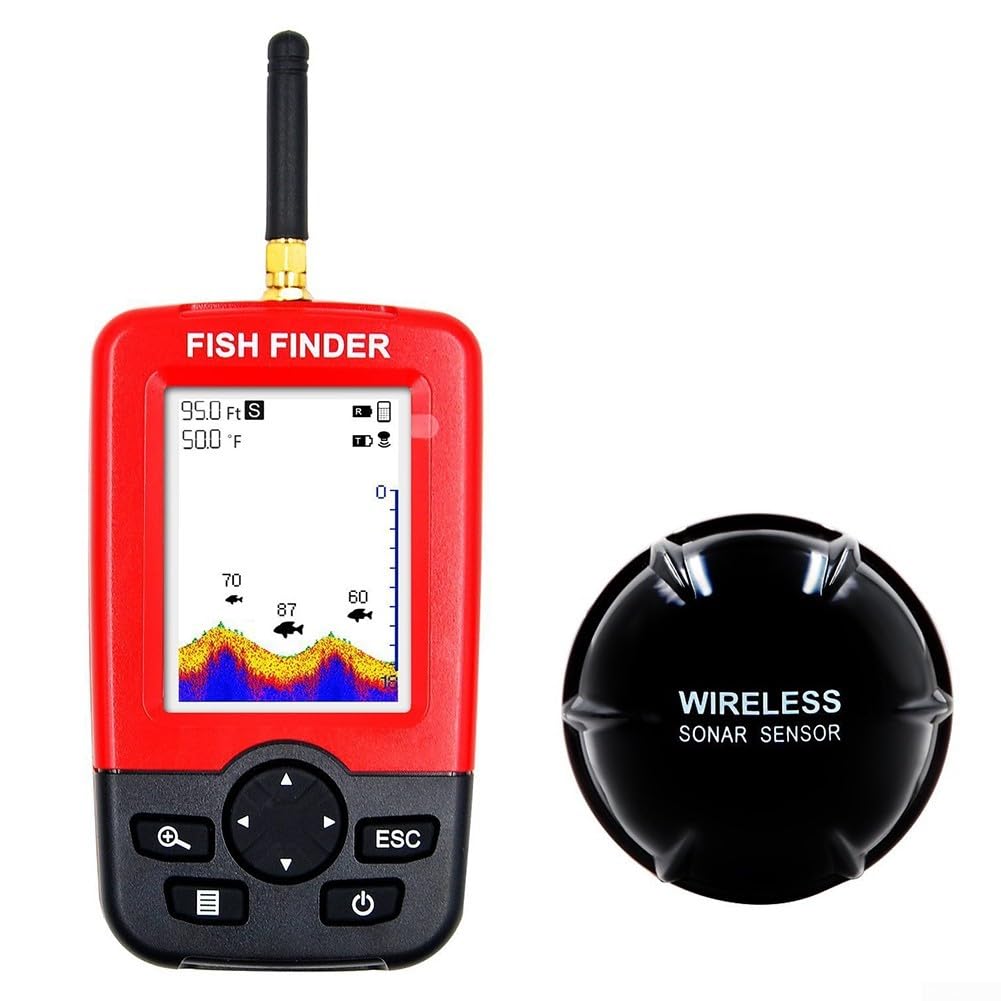 Sonar portátil buscador de peces de profundidad para barco con sonda de 40 m, alarma de profundidad, para pesca en hielo en el mar