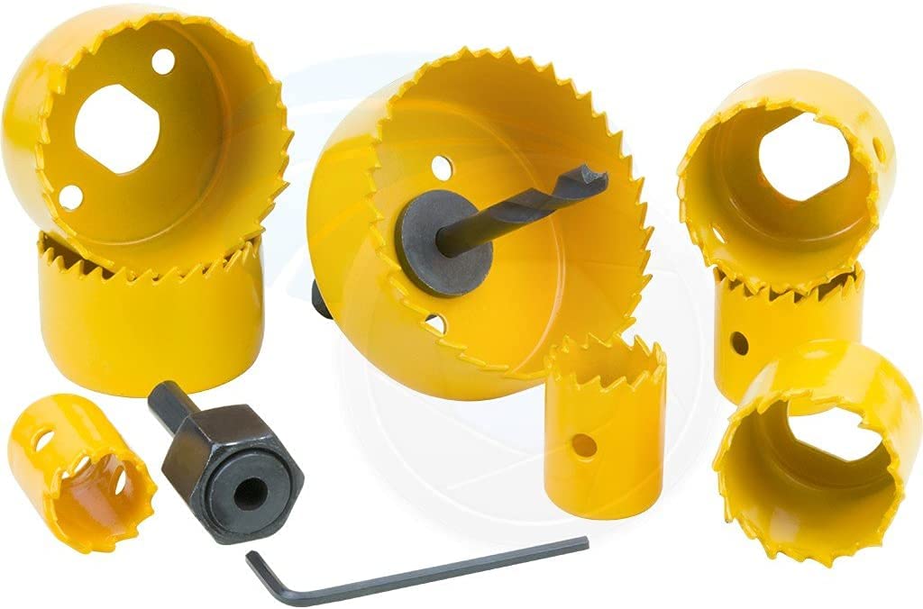 TOLSEN 11pcs Hole Saw Pilot Drill Bit Kits for Plywood Drywall Wood Plastic