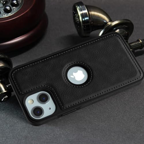 Image of Pikkme Back Cover for iPhone 15 | Pu Leather| Super Soft-Touch | Raised Edges | Camera Protection Bumper Case (Black)