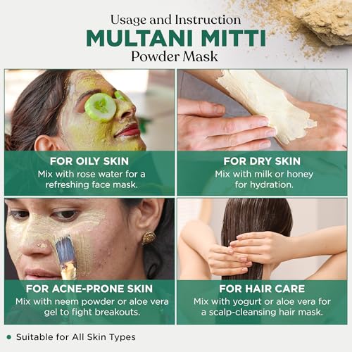 Image of Rey Naturals Multani Mitti For Face - 200gm | Multani Mitti Powder For Face & Hair | Multani Mitti Face Mask For Pore Minimization | Detan Pack For Tan Removal | Face pack for Women & Men
