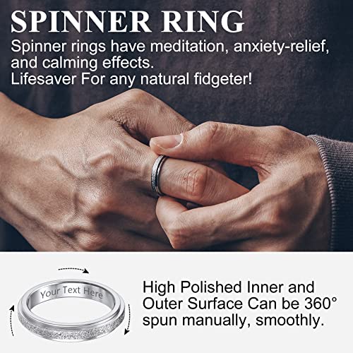 Stainless Steel Band Rings for Men Women Rotatable Fidget Spinner Rings Sand Blast Finish Wedding Bands(Send Gift Box)3