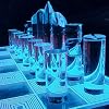 OnDisplay 3 D لوكس الاكريليك النار والجليد الصمام الخفيفة متوهجة مجموعة الشطرنج - الفاخرة قطع الليزر رقعة الشطرنج التنفيذي لعبة المجلس (واضح/نيون الأحمر)