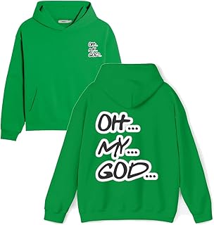 هودي مطبوع عليه OH MY GOD (رمادي) مقاس M