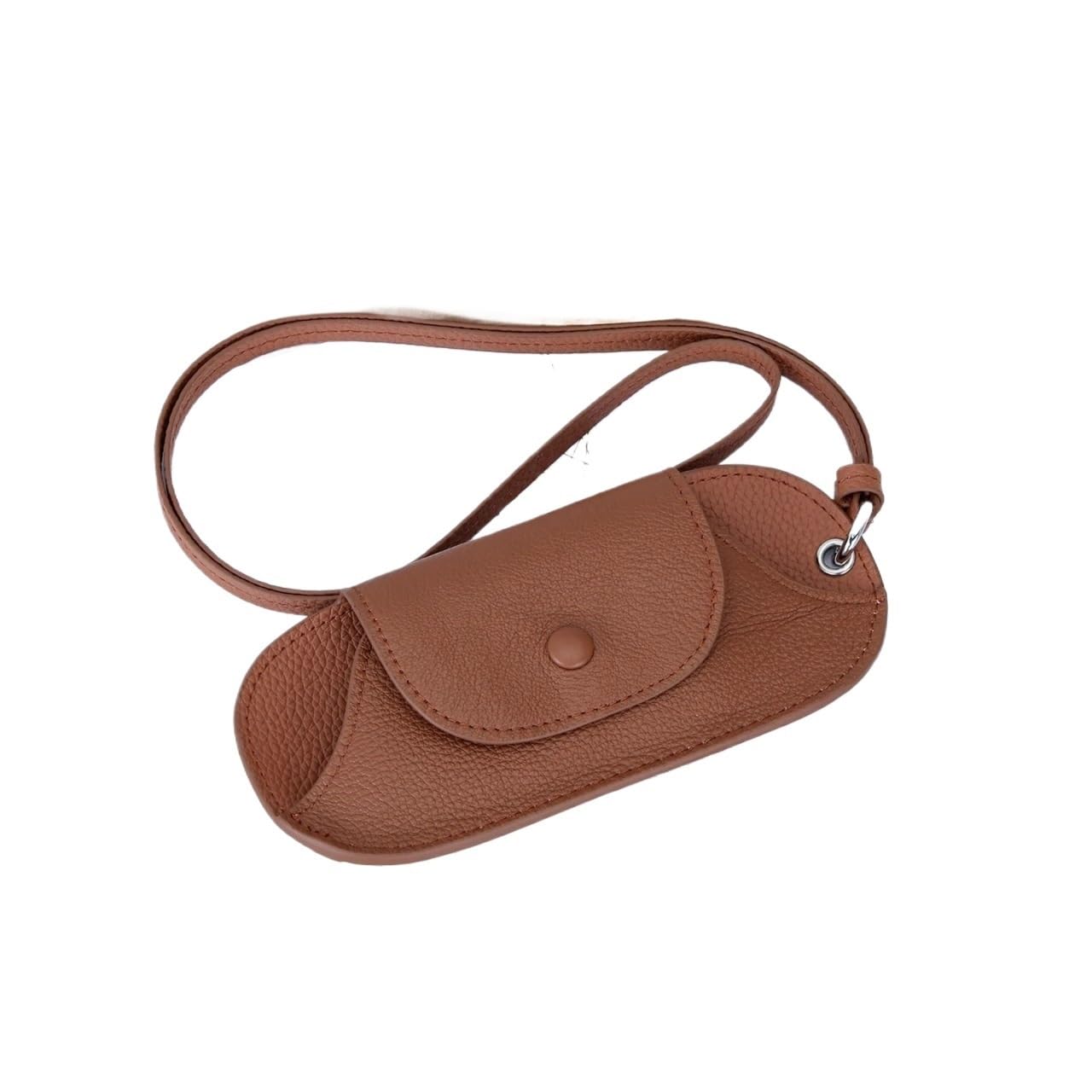 Funda de Gafas Blanda de Cuero Genuine Leather Magnetic Glasses Pouch Case with Neck Strap Cowhide Sunglasses Reading Holder