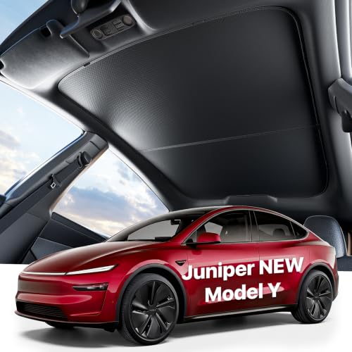 Nmoiss Tesla Model Y Juniper Sunshade Roof[Never Sag, UPF50+ 99% UV Block] Ice Crystal Cooling Sun Shade with Reinforced Fixing Clips, Reduce Heat & Save EV Battery, Easy Install Sunroof Cover