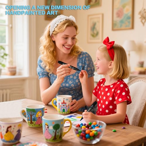 FloraVigo Keramikstifte, spülmaschinenfeste Porzellanstifte, 12 Farben wasserfest, Keramikmalset, geeignet zum Zeichnen von Mustern und Designkreationen auf Porzellan