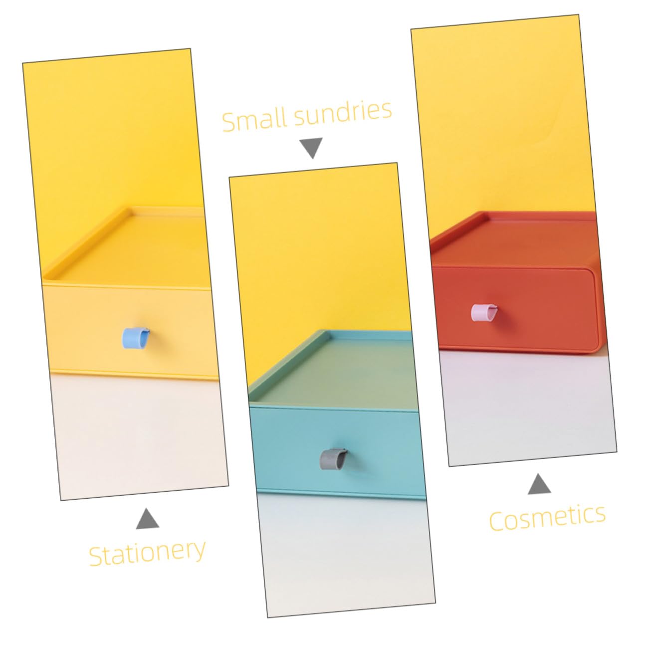 Cajones de Almacenamiento de Plástico Apilables 4 Piezas Multicolor (amarillo, Verde, Azul, Naranja) Caja Organizadora de Escritorio Resistente para Oficina y Hogar