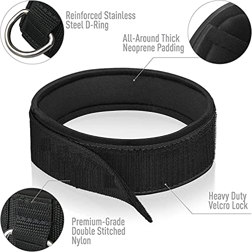 Image of Fitcozi Thigh Strap & Ankle Cuffs for Gym Cable Machines Neoprene Padded Fitness Legs Exercise Attachment Adjustable Gym Workout (Black-Combo)