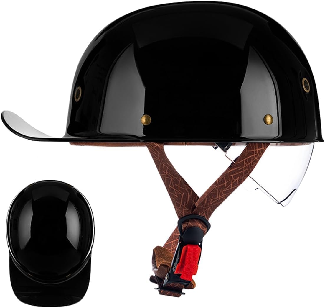 Adults German Style Baseball Cap Helmet DOT Approved Motorcycle Retro Half Helmet Skull Cap – Light Street Helmets for Men Women Vintage Low Profile Cool Open-Face Moped Cruiser Scooter Helmet Adults German Style Baseball Cap Helmet DOT Approved Motorcycle Retro Half Helmet Skull Cap – Light Street Helmets for Men Women Vintage Low Profile Cool Open-Face Moped Cruiser Scooter Helmet