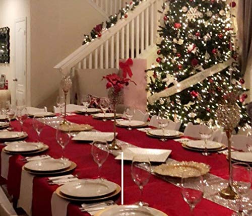 Sterling Mill Seamless Finish Polyester Rectangle Tablecloth for Dinner Banquets Engagement Parties Weddings - White & Black (Christmas Red, 52"x90" Rectangle) - Image 3