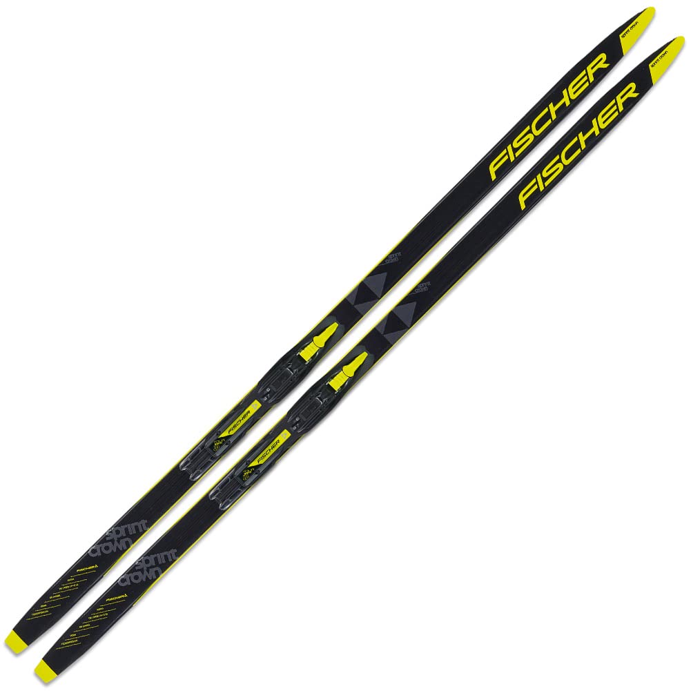 Fischer Kinder Langlaufski Set Klassik Sprint Crown/BDG Tour Step-IN JR IFP Schwarz-Gelb 100 cm (Länge)