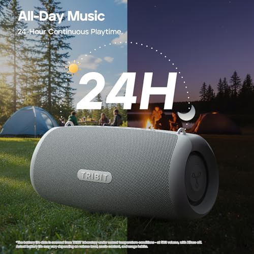Image of Tribit StormBox Lava Portable Bluetooth Speaker, 80W Loud Wireless Speaker, 24H Playtime, IP67 Waterproof, Bluetooth 5.4, Custom EQ, XBass, Built-in Mic, TWS Pairing for Camping /Beach /Party /Outdoor