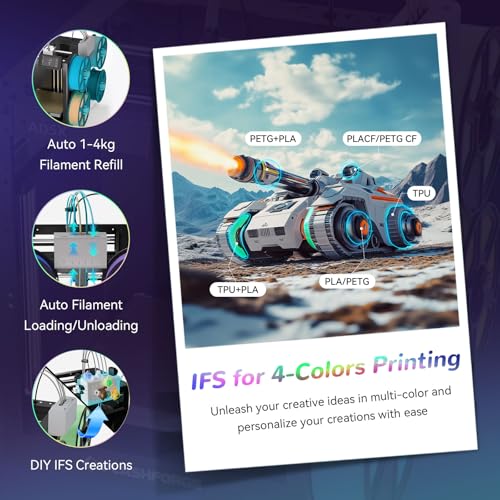 Image of FLASHFORGE AD5X Multi-Color 3D Printer with IFS, 220x220x220mm Print Size | 4-Color Printing, 600mm /s High Speed,300C High Temp Direct Extruder,Fully Auto Leveling,All Metal CoreXY,For PLA-CF,PETG-CF