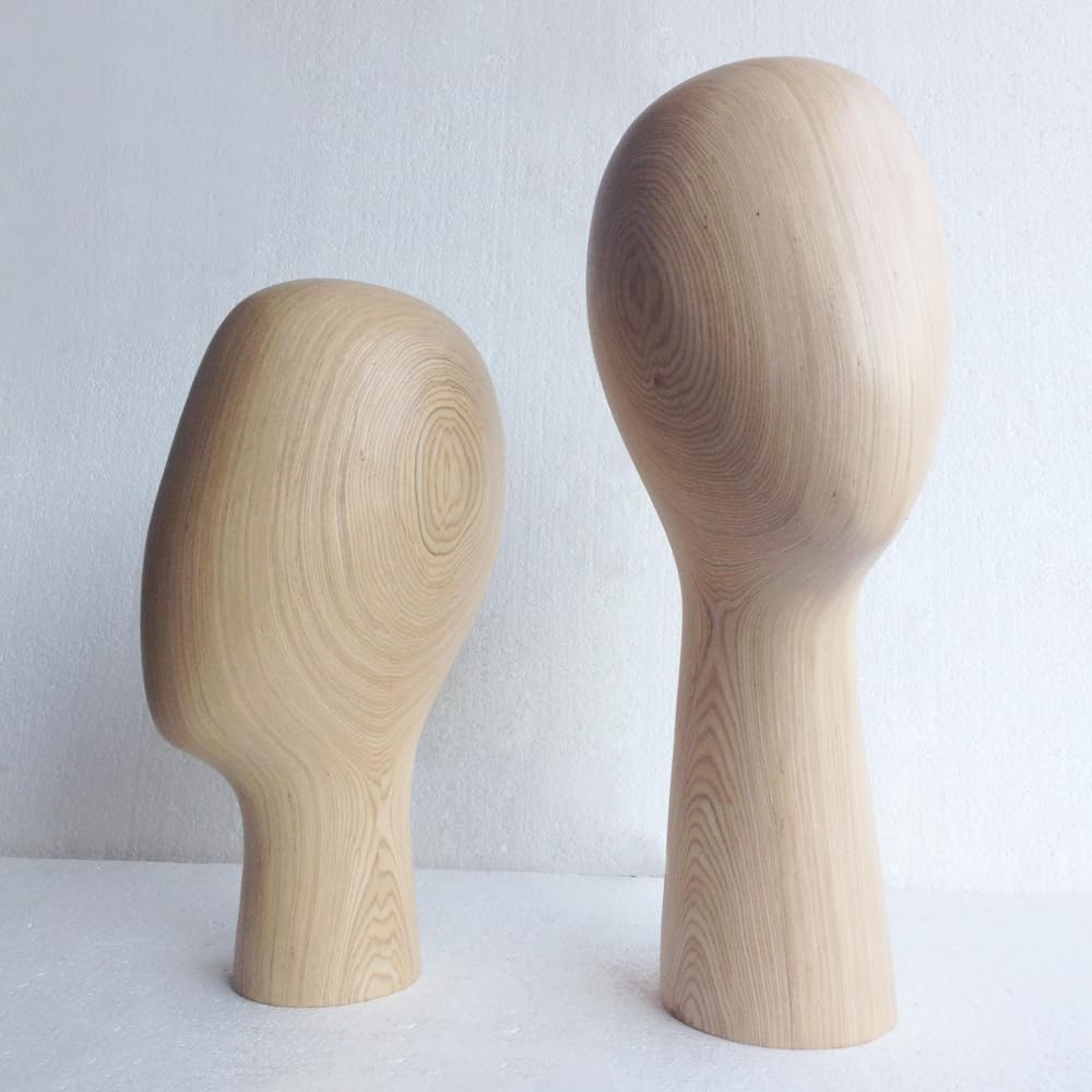 Wooden Mannequin Head, Abstract Head Models for Hats Display (Tall one)