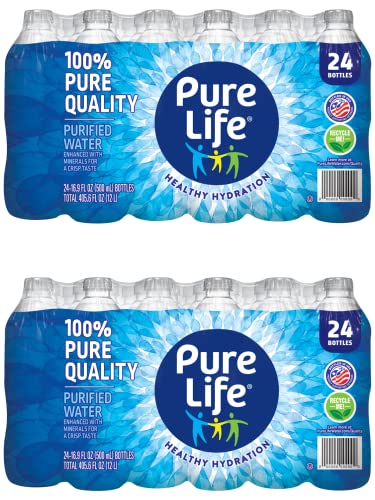 Pure Life Purified Water, 16.9 oz. Bottles, 2 Cases (24 Bottles)