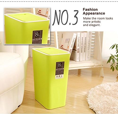 Baffect Push-Lid kitchen Waste Bins, Pressing Cover Type Kitchen Waste Bin Slim Rubbish Bin for Living Room Toilet Trash Office Paper Basket(Brown)