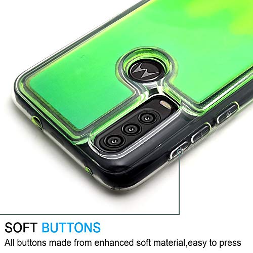 Vensen Liquid Fluorescent Case For Motorola Moto One Action/Moto P40 Power Soft Tpu Luxury Glow In The Darkness Noctiluncen Luminous Neon Sand Case Fit P40Power (Green) #TOP1
