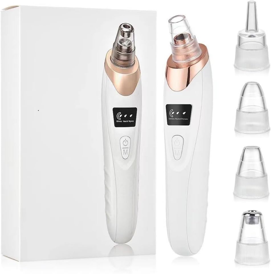 Aspiradora de poros para eliminar puntos negros, herramienta extractora de puntos negros, extractor de poros, aspiradora de poros, limpiador facial de poros, 5 potencia de succión ajustable, 5 sondas