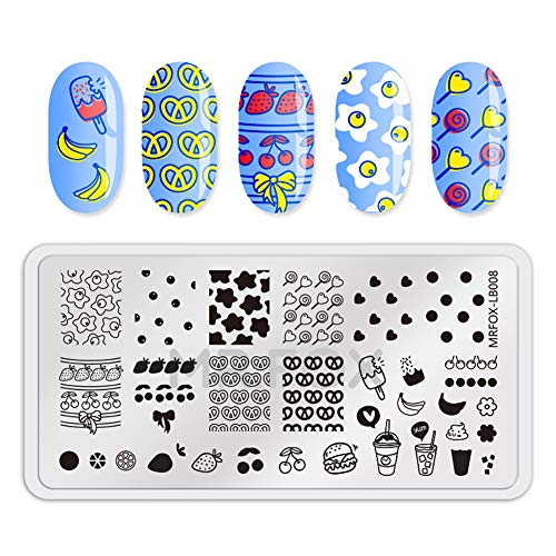 Mr. Fox Nail Board Set Fruit Strawberry Alphabet Pacifist Balloon Birthday Motif Cartoon Art DIY hot Print Template