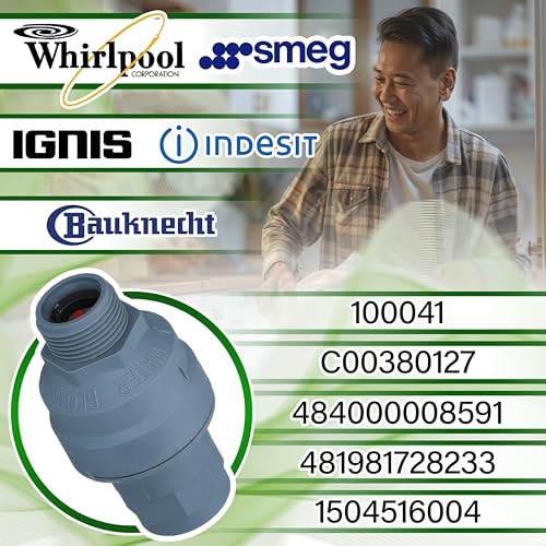 Aquastop Ventil für Waschmaschine und Geschirrspülers mit Original Code 100041 für Eltek 484000008591 C00380127 für Bauknecht für Ignis für Whirlpool für Indesit - Garantie 5 Jahre - ONIX TECH