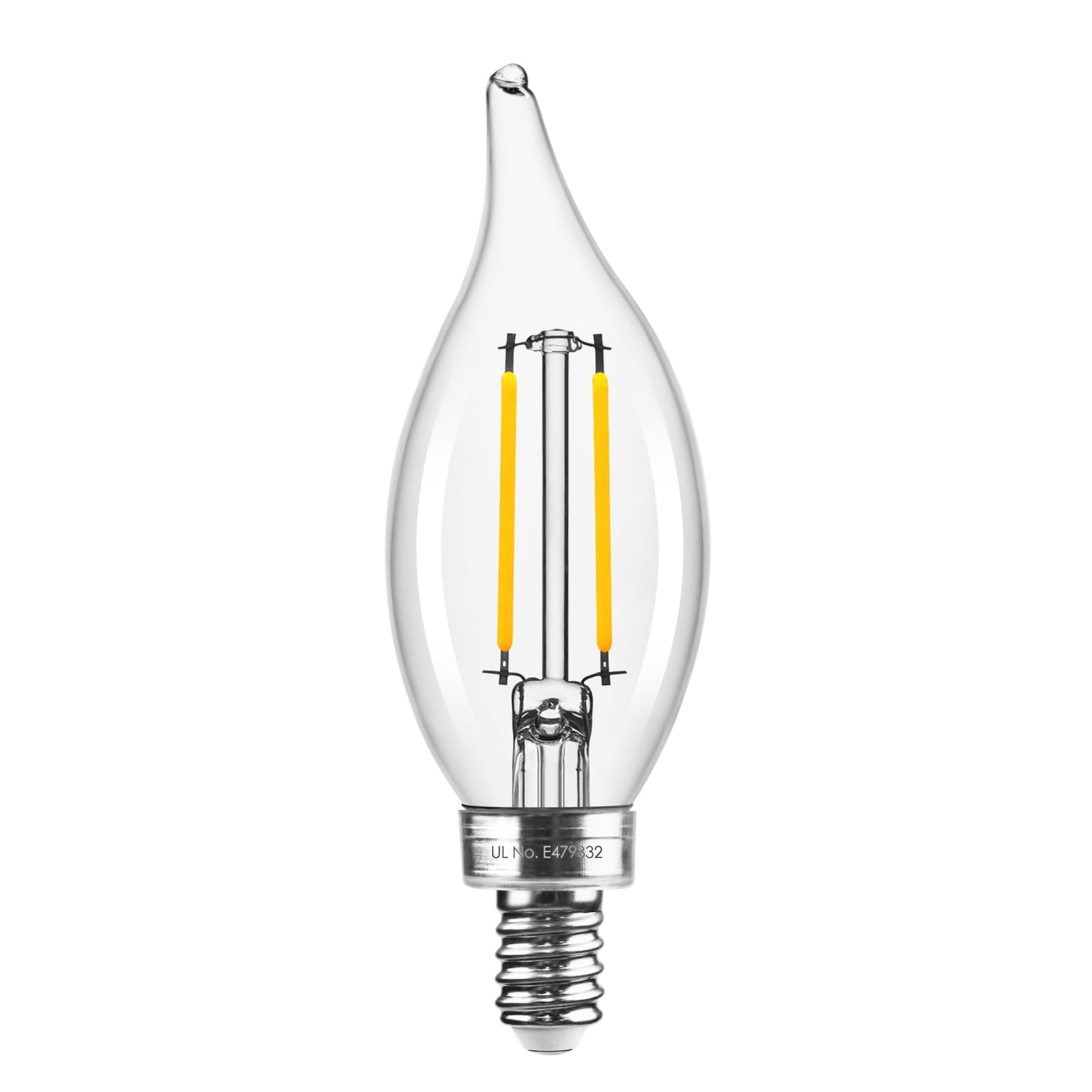 Hizashi E12 Candelabra Bulbs 60 watt Equivalent 90 CRI E12 LED Bulb Dimmable Flame Tip Chandelier Light Bulbs