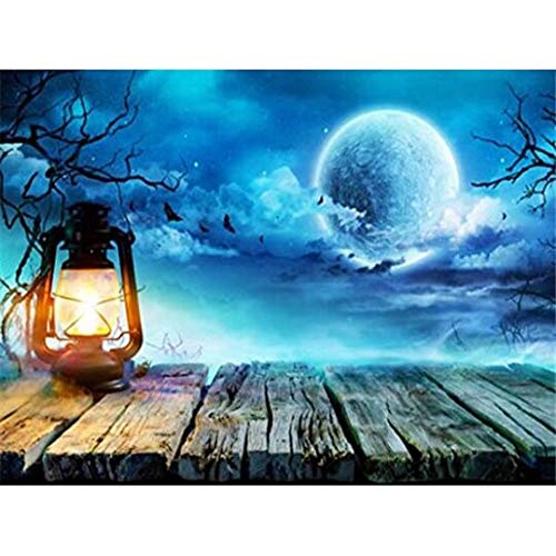Kit Diamant Peinture lune de 80x180cm avec strass carrés et ronds pour point de croix mural