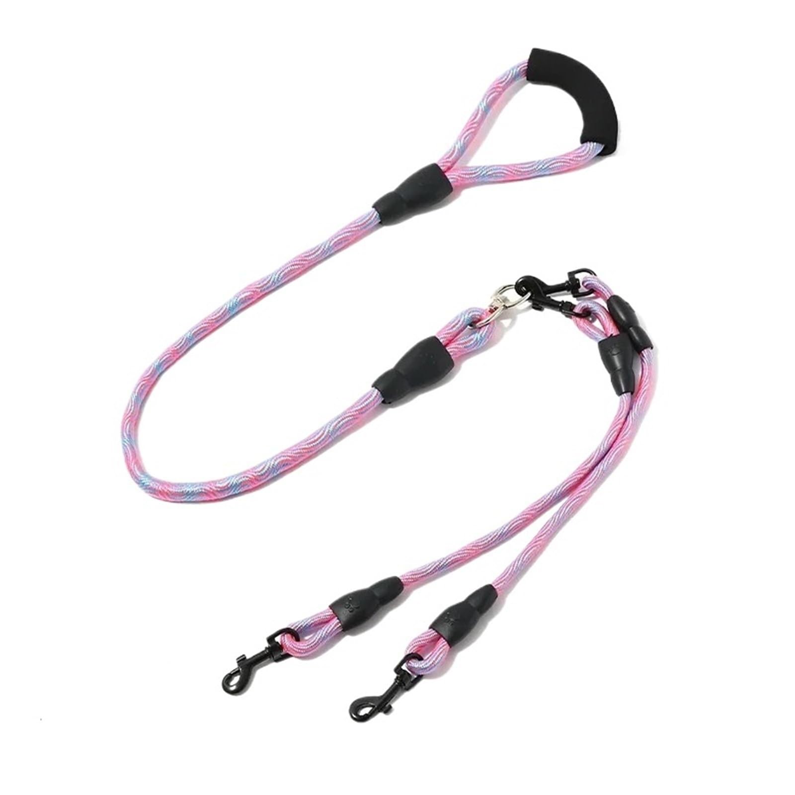 Guinzaglio per cani a doppia estremità, motivo ondulato, un trascinamento due, anti-avvolgimento, staccabile, per cani (rosa, 1,2 0,8 cm)
