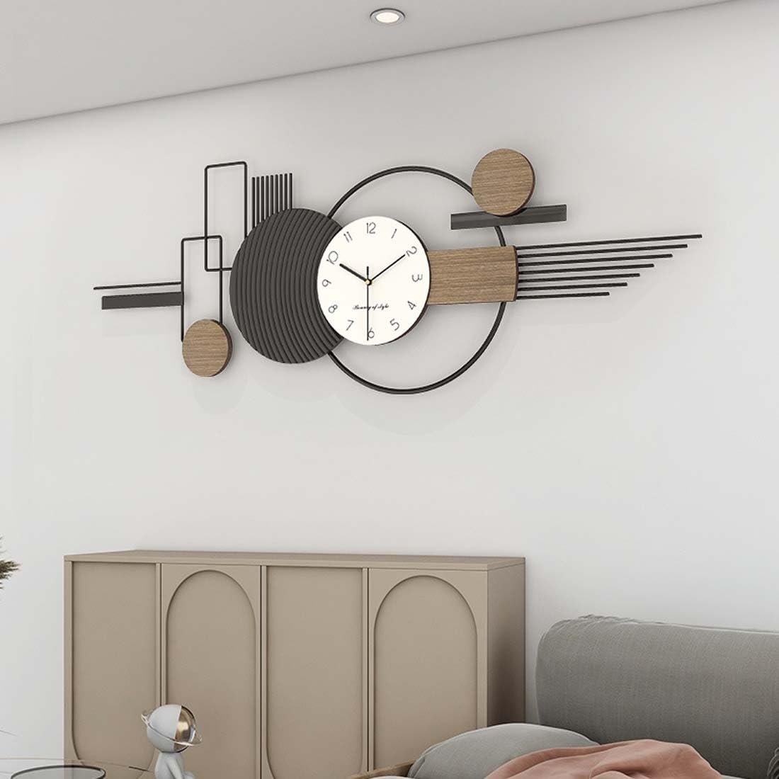 Grande orologio da parete - Orologio al quarzo silenzioso bianco e nero for soggiorno, ufficio, camera da letto, design elegante, durevole e decorativo(130 * 45cm)