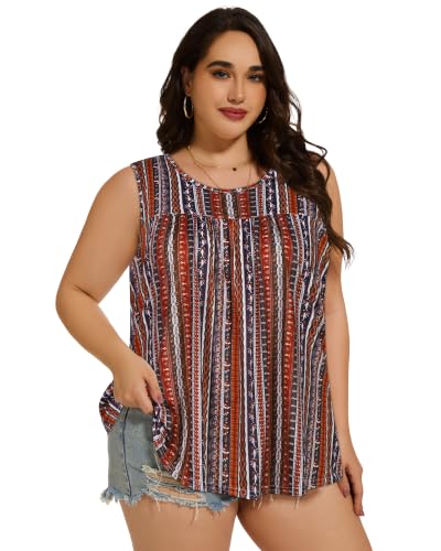 Image of Women Plus Size Tank Top Casual Summer Tops Loose Fit Sleeveless T Shirts Trendy Crewneck Tunic Tees 2026