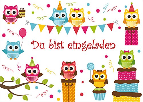 Cartes De Voeux Papeterie Fetes Occasions Speciales 10 Cartes Postales Invitation Carte Invitation Anniversaire Enfants Hiboux Avec Enveloppe Owl Maison Et Jardin