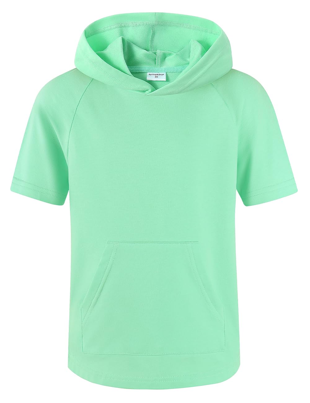 Spring&Gege Sweat à capuche léger à manches courtes pour garçon - Décontracté - Solide - Avec poche
