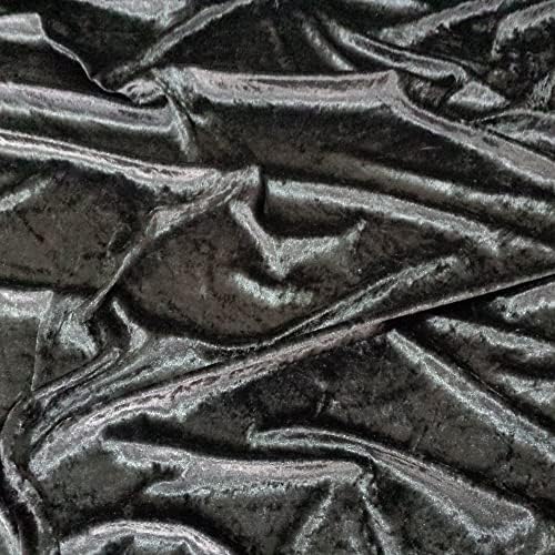 Premium Crushed Velvet, Craft Dress Fabric Curtain Material 60" - 150cm Width (Black)